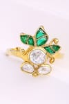Shop_Kicky & Perky_Gold Plated Stones Floral Shaped Ring _at_Aza_Fashions