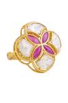 Shop_Kicky & Perky_Gold Plated Stones Geometric Shaped Ring _Online_at_Aza_Fashions