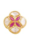 Kicky & Perky_Gold Plated Stones Geometric Shaped Ring _at_Aza_Fashions