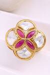 Shop_Kicky & Perky_Gold Plated Stones Geometric Shaped Ring _at_Aza_Fashions