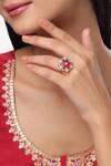 Buy_Kicky & Perky_Gold Plated Stones Floral Cutwork Ring _at_Aza_Fashions