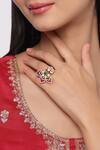 Buy_Kicky & Perky_Gold Plated Stones Embellished Flower Petal Ring _at_Aza_Fashions