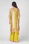 Shop_Basanti - Kapde Aur Koffee_Green Muslin Embellished Sequin Floral Work Asymmetric Kaftan And Flared Pant _at_Aza_Fashions