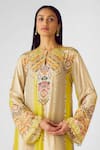 Shop_Basanti - Kapde Aur Koffee_Green Muslin Embellished Sequin Keyhole Floral Kurta Set With Flared Pant _Online_at_Aza_Fashions