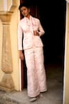 Dash and Dot_Pink 100% Polyester Woven Floral Shawl Collar Blazer _Online_at_Aza_Fashions