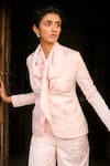 Shop_Dash and Dot_Pink 100% Polyester Woven Floral Shawl Collar Blazer _Online_at_Aza_Fashions