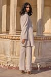 Shop_Dash And Dot_Beige Modal Embroidery Floral Pattern Straight Pant _at_Aza_Fashions