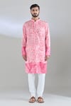 Arihant Rai Sinha_Pink Chanderi Printed Batik Deep Kurta _Online_at_Aza_Fashions