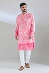 Shop_Arihant Rai Sinha_Pink Chanderi Printed Batik Deep Kurta _Online_at_Aza_Fashions
