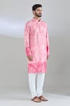 Arihant Rai Sinha_Pink Chanderi Printed Batik Deep Kurta _at_Aza_Fashions