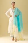 Samyukta Singhania_White Georgette Sequins, Beads, Embroidery Button-down Floral Anarkali Set _Online_at_Aza_Fashions