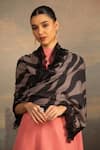 Buy_Modarta_Black Animal Print Lace Shawl _at_Aza_Fashions