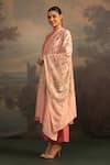 Modarta_Pink Floral Thread Embroidered Shawl _Online_at_Aza_Fashions