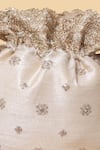 AMYRA_Beige Crochet Zari Crystal Tassel Potli Bag _at_Aza_Fashions