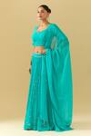 Samyukta Singhania Blue Georgette Pearls, Embroidery Asymmetric Turquoise Lehenga Set Online at Aza Fashions Samyukta Singhania_Blue Georgette Pearls, Embroidery Asymmetric Turquoise Lehenga Set_Online_at_Aza_Fashions