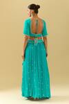 Shop Samyukta Singhania Blue Georgette Pearls, Embroidery Asymmetric Turquoise Lehenga Set at Aza Fashions Shop_Samyukta Singhania_Blue Georgette Pearls, Embroidery Asymmetric Turquoise Lehenga Set_at_Aza_Fashions