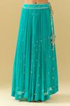 Buy Samyukta Singhania Blue Georgette Pearls, Embroidery Asymmetric Turquoise Lehenga Set Buy_Samyukta Singhania_Blue Georgette Pearls, Embroidery Asymmetric Turquoise Lehenga Set