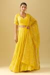 Buy Samyukta Singhania Yellow Georgette Mirrors, Embroidery, Sequins Lehenga Set at Aza Fashions Buy_Samyukta Singhania_Yellow Georgette Mirrors, Embroidery, Sequins Lehenga Set_at_Aza_Fashions