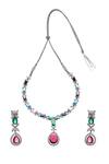 Shop_Minaki_Multi Color Crystals Multicolor Cubic Zirconia Pendant Set_at_Aza_Fashions