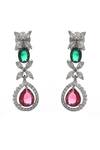 Shop_Minaki_Multi Color Crystals Multicolor Cubic Zirconia Pendant Set_Online_at_Aza_Fashions