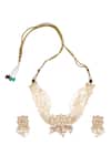 Shop_MINAKI_White Pearls, Stones Kundan Choker And Earring Set _at_Aza_Fashions