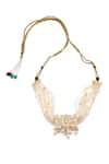Buy_MINAKI_White Pearls, Stones Kundan Choker And Earring Set _Online_at_Aza_Fashions