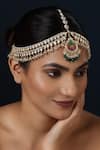 Buy_MINAKI_Green Emerald And Ruby Kundan Mathapatti _at_Aza_Fashions