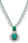 Shop_Minaki_Green Crystals, Cut Work Cubic Zirconia Scalloped Necklace Set_Online_at_Aza_Fashions
