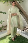 Buy_Sheetal Batra_Green Kurta Chanderi  Salwar - Bamber Satin Dupatta Rahbya Set_at_Aza_Fashions