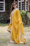 Buy_Sheetal Batra_Yellow Kurta  Pure Silk Chanderi Embroidered Gota Applique Kashmiri Tilla Set _at_Aza_Fashions