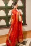 Sheetal Batra_Orange Kurta And Sharara Silk Chanderi Embroidered Mishika Paisley Butti Set _Online