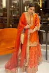 Buy_Sheetal Batra_Orange Kurta And Sharara Silk Chanderi Embroidered Mishika Paisley Butti Set _Online