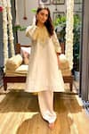 Sheetal Batra_Ivory Choga Silk Chanderi Embroidery Kashmiri Tilla Mohsina And Salwar Set 