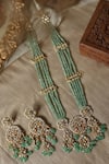 Shop_Paisley Pop_Green Kundan Mint Onyx Necklace Set _at_Aza_Fashions
