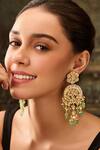 Buy_Paisley Pop_Green Lace, Stones, Studs Kundan And Onyx Phool Drop Earrings _at_Aza_Fashions