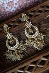 Shop_Paisley Pop_Green Pearls, Gota Patti, Stones Gold Plated Kundan Chandbali Earrings _Online_at_Aza_Fashions