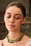 Paisley Pop_Green Kundan And Natural Stone Necklace _Online_at_Aza_Fashions