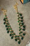 Shop_Paisley Pop_Green Kundan And Natural Stone Necklace _at_Aza_Fashions