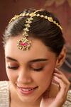 Buy_Paisley Pop_Green Kundan And Onyx Mathapatti _at_Aza_Fashions