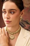 Paisley Pop_Green Pearls Onyx Embellished Necklace Set _Online_at_Aza_Fashions
