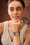 Buy_Paisley Pop_Blue Crystals, Stones, Embroidery Kundan And Onyx Designer Bracelet _at_Aza_Fashions