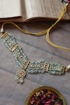 Shop_Paisley Pop_Green Pearls Kundan Embellished Floral Choker Necklace _Online_at_Aza_Fashions
