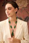 Paisley Pop_Green Pearls Polki And Natural Stone Long Necklace _Online_at_Aza_Fashions