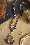 Shop_Paisley Pop_Purple Kundan Amethyst Stone Pendant Necklace _at_Aza_Fashions