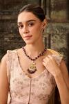 Paisley Pop_Purple Kundan Amethyst Stone Pendant Necklace _Online_at_Aza_Fashions