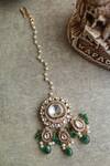 Shop_Paisley Pop_Green Polki Stone Maangtikka _at_Aza_Fashions
