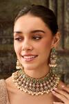Paisley Pop_Green Polki Mint Pearl Choker Set _Online_at_Aza_Fashions