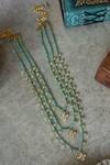 Paisley Pop_Blue Stones Mint Kundan Layered Necklace _Online_at_Aza_Fashions