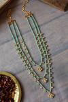 Shop_Paisley Pop_Blue Stones Mint Kundan Layered Necklace _at_Aza_Fashions