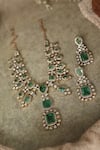 Shop_Paisley Pop_Green Polki Mint Embellished Necklace Set _Online_at_Aza_Fashions